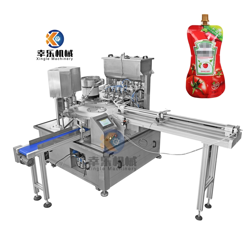 Machine de remplissage et de capsulage automatique de sac de bec de détergent liquide