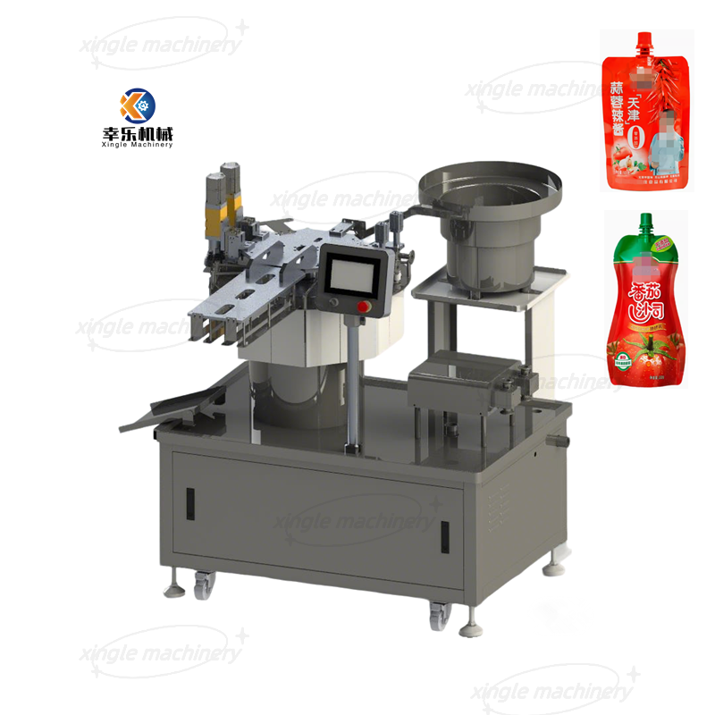 Machine de remplissage et de capsulage de poche principale liquide de bec de double de nourriture