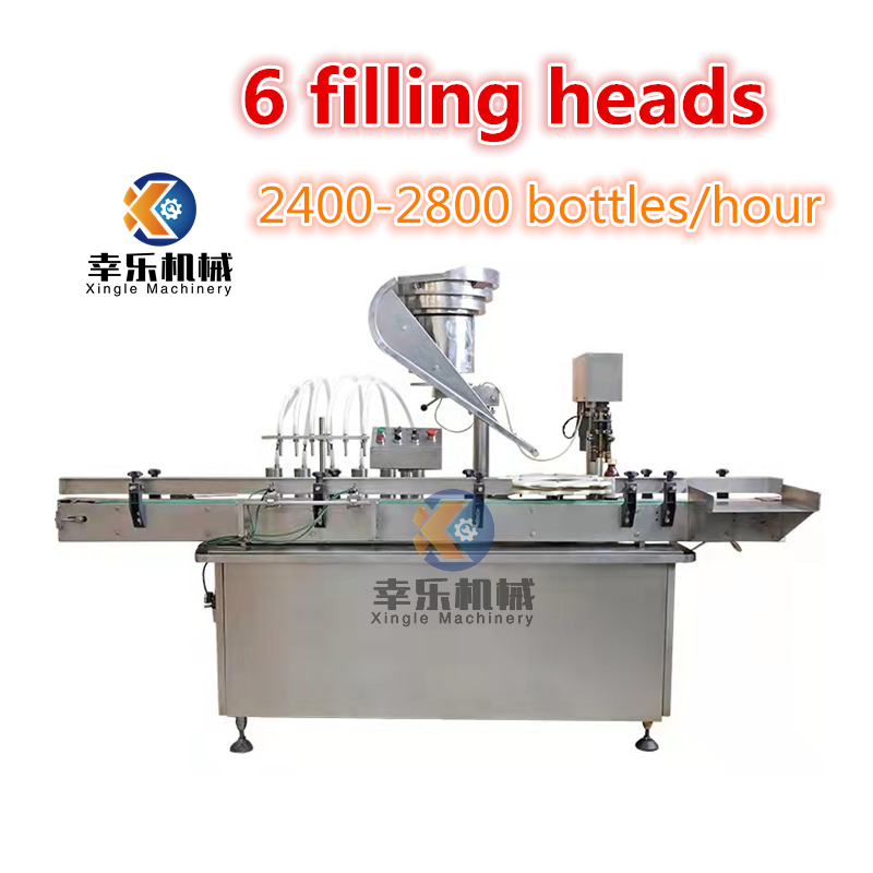 Machine de remplissage et de capsulage de flacons liquides chimiques à grande vitesse à 6 têtes