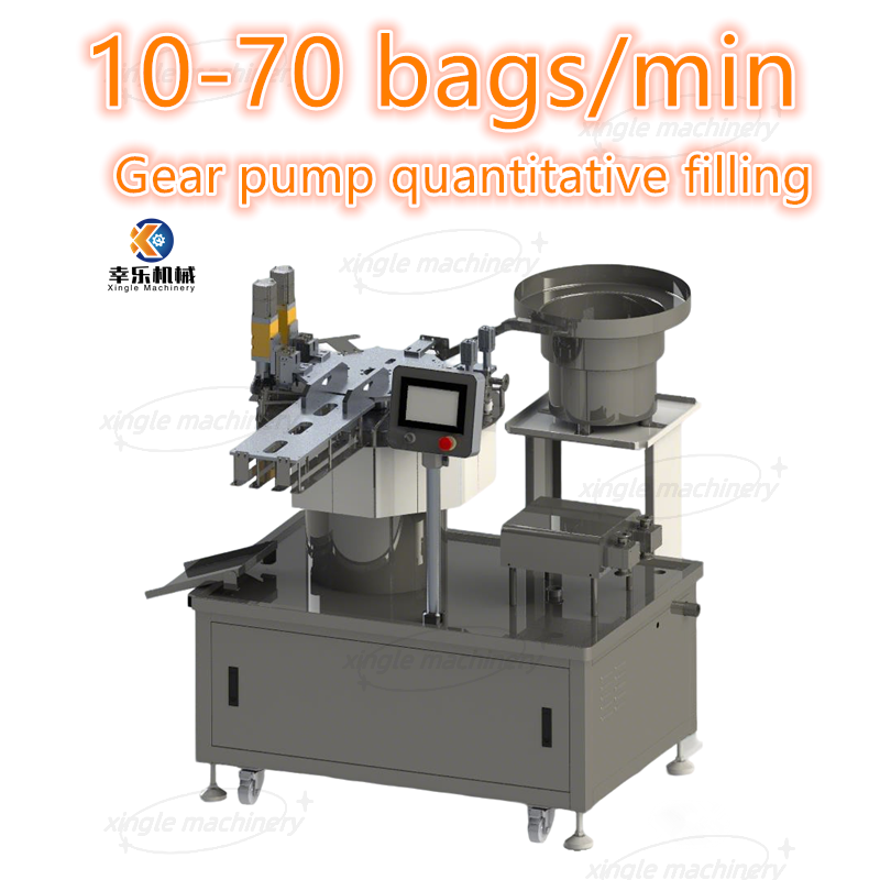 Machine de remplissage et de capsulage de poche principale liquide de bec de double de nourriture