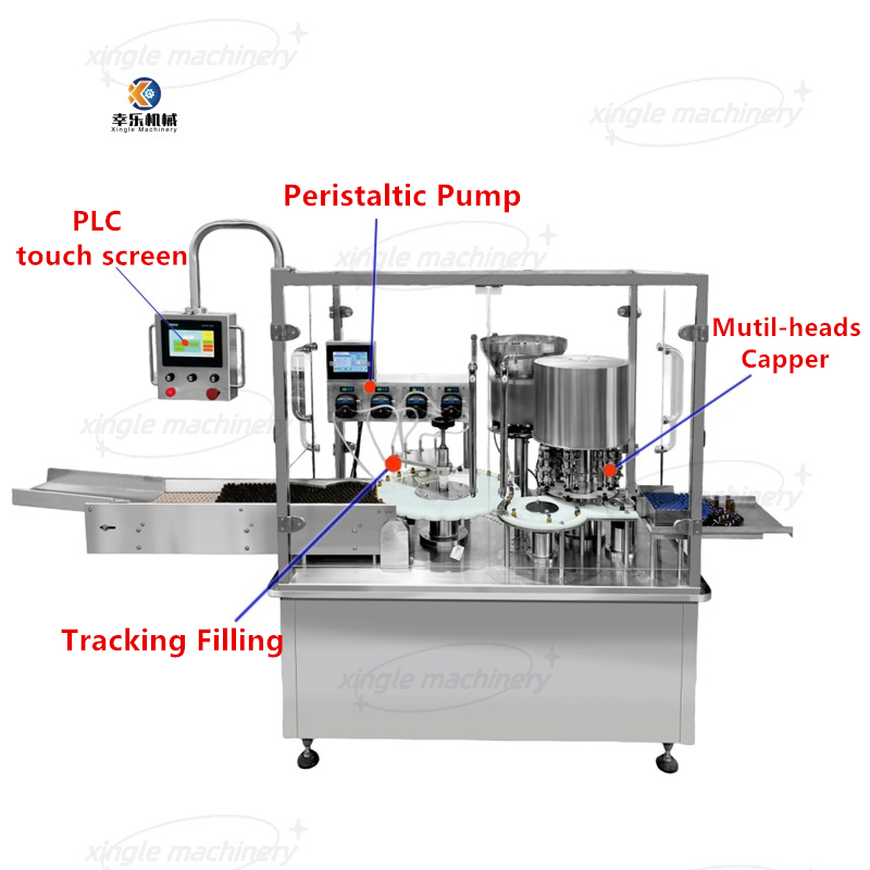 Machine de remplissage et de capsulage de flacons de sirop liquide oral automatique rotatif