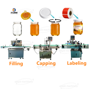 Ligne de remplissage automatique de miel de confiture de bouteille de pot en verre en plastique