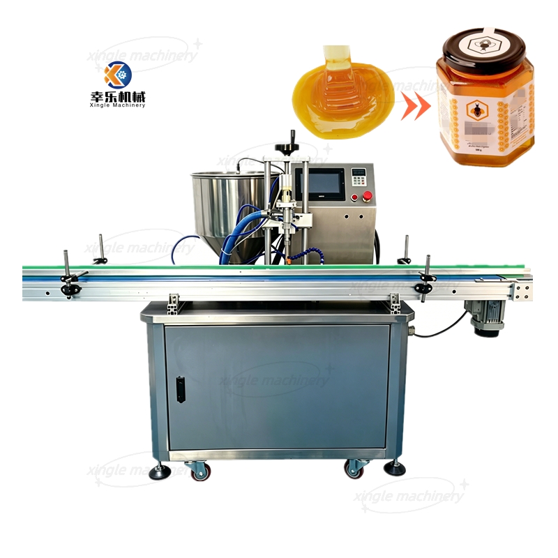 Ligne de remplissage automatique de miel de confiture de bouteille de pot en verre en plastique